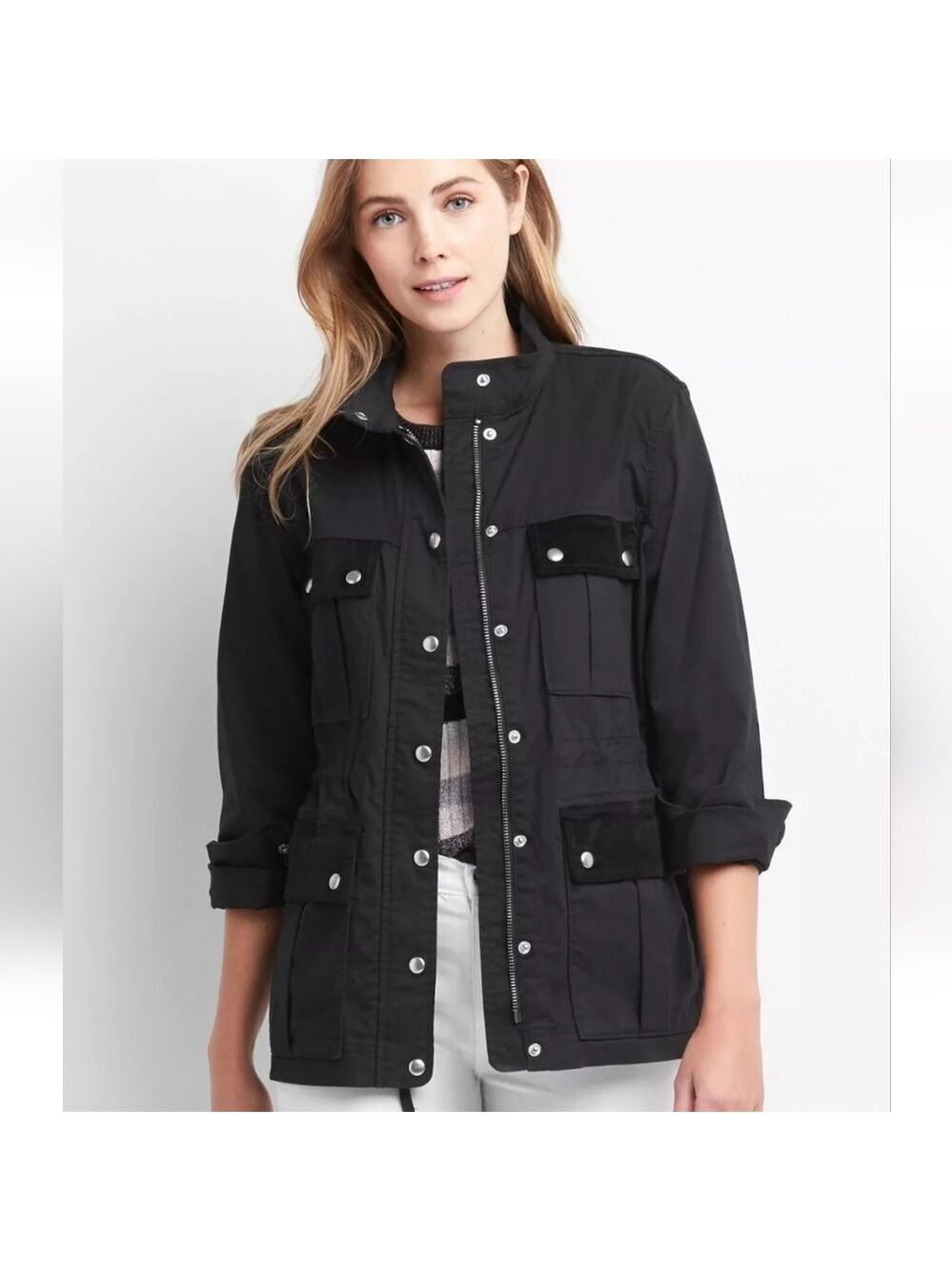 Gap Black Jacket Floral Embroidery #1488